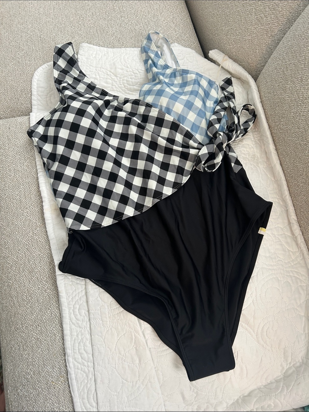 Gingham One-Piece Swimsuit in Black and White